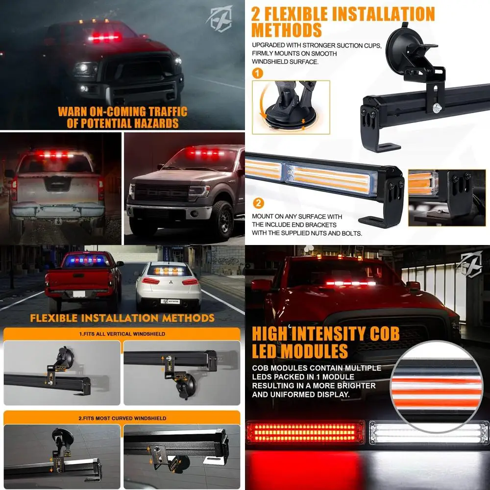 

Emergency Traffic Advisor Strobe Light Bar with 21 Modes, Rear Windshield Safety, Suitable for Ambulance, Firefighter, and Volun