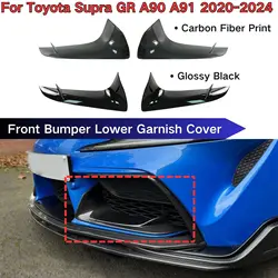 For Toyota Supra GR A90 A91 2020-2024 Car Front Bumper Lower Garnish Air Vent Cover Body Kit Auto Accessories Glossy Black 2PCS