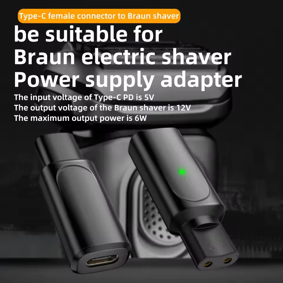 Für Braun Series 3 5 7 9 Elektrorasierer mit Ladeanzeige 12V Typ-C Rasierer-Adapter Ladekonverter