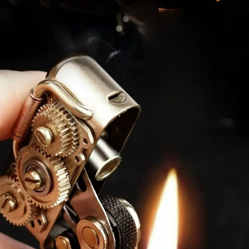 Zorro Steampunk briquet créatif engrenage liaison en laiton rétro manuel personnalisé Machine No.1 cadeau Collection pour hommes briquets fumer