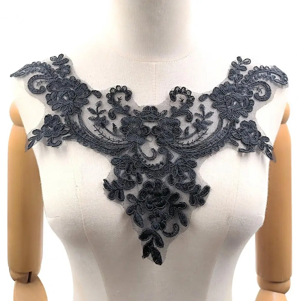 Embroidered Lace Collar Elegant Lace Collar Embroidered for Women's Costume Wedding Dress Hollow Flower Fabric Trim for Diy