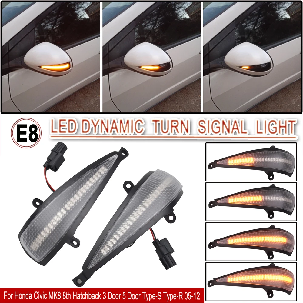 2X Dynamischer Blinker LED-Blinkleuchte Seiten-Spiegel-Lampe für Honda Civic 8. Generation MK8 Hatchback 3D 5D 2006 2012 FN2 FN FK – Detail 12