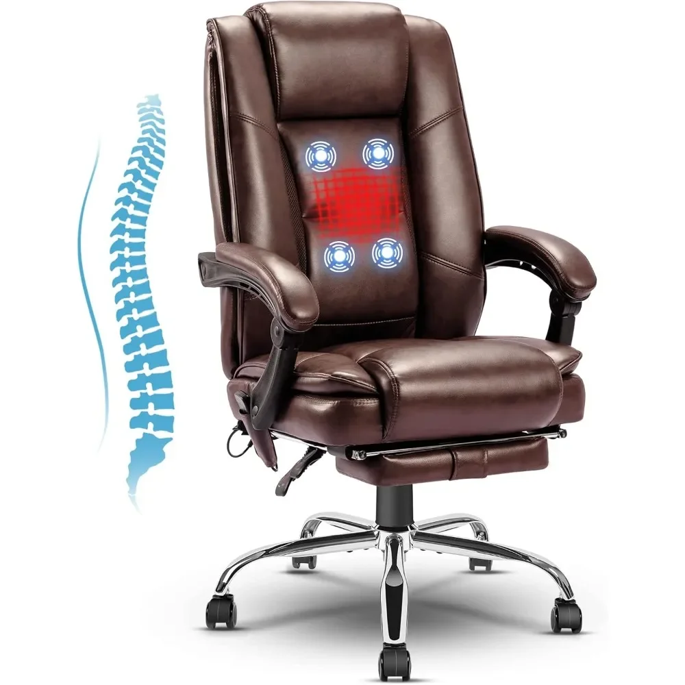 Executive Office Chair, 4 Points Massage Desk Chair Heated Design Big and Tall Office Chair Ventilation Mesh Ergonomic Reclining