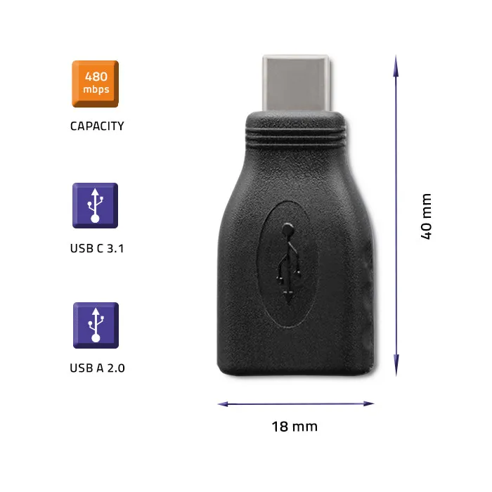 Qoltec Adapter-Converter USB-C 3.1 |     USB 2.0