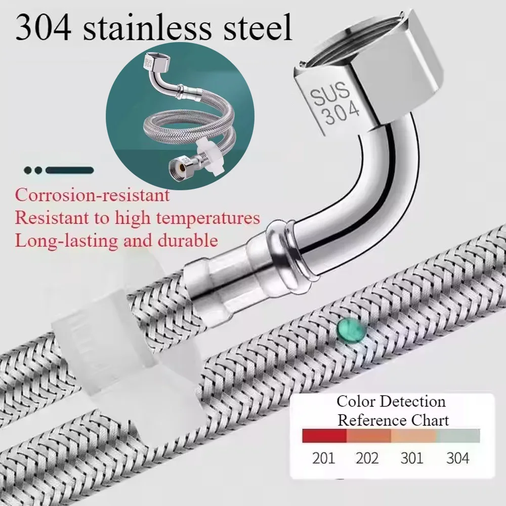 30/60/80/100/150/200cm G1/2 Water Inlet Hose Stainless Steel Braided 90 Degrees Bend Pipe Bellows Toilet Hoses Bathroom Plumbing