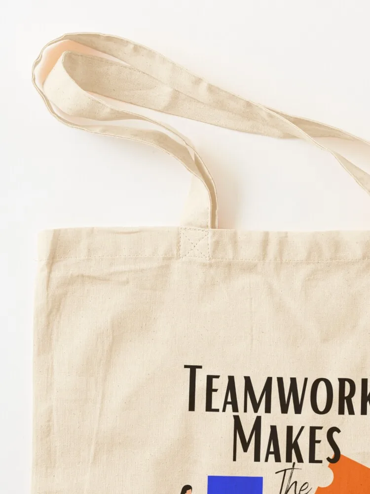 العمل الجماعي يجعل الحلم العمل حمل حقيبة القماش حقيبة التسوق أكياس قماش قابلة للطي حمل حقيبة المتسوق امرأة