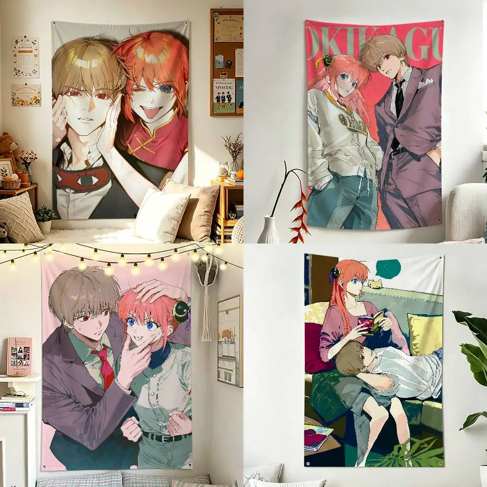 CP O-Okita S-Sougo K-Kagura Anime Home Decor Wall Hanging Vertical Flag Indoor Outdoor Background Tapestry