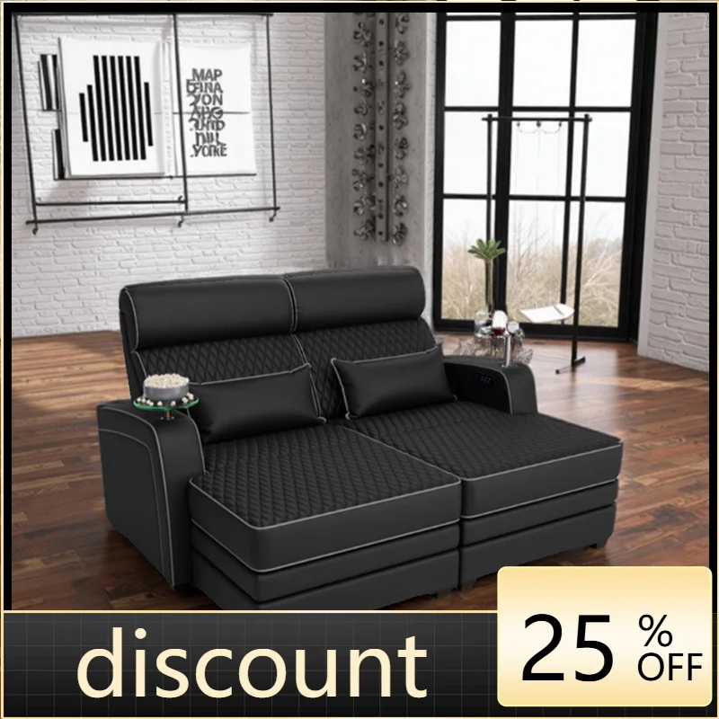 LTT multifunctional leather sofa couple home theater sofa bed dual-purpose chaise longue