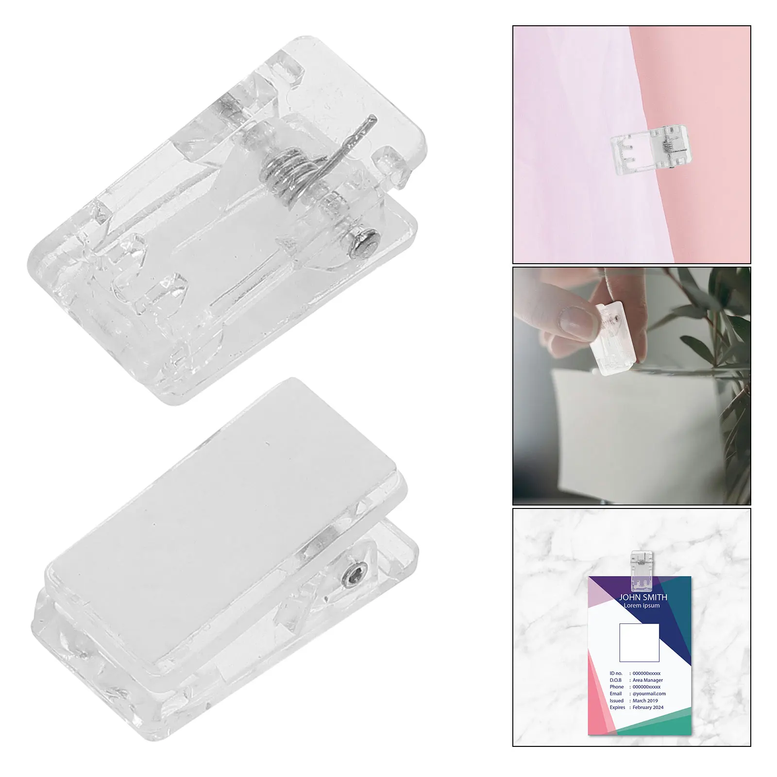 50pcs Self Adhesive Small Clips Clips for Fabric Photo Paper Wall Badge ID Card Holders Plastic Office