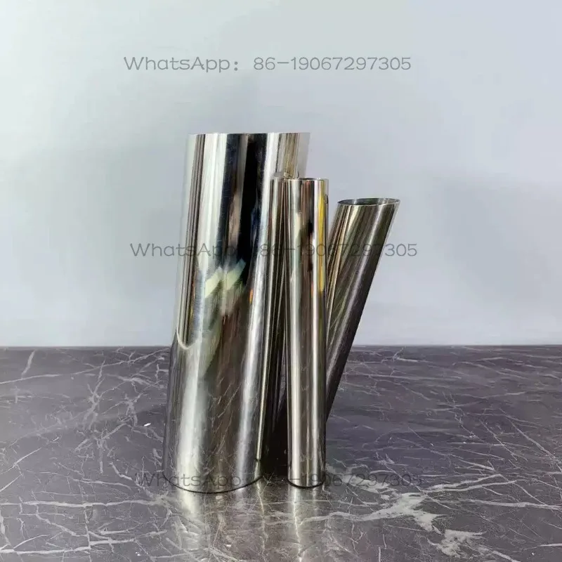 Modern Minimalist Stainless Steel Cylindrical Floral Arrangement Tabletop Vase Ornament