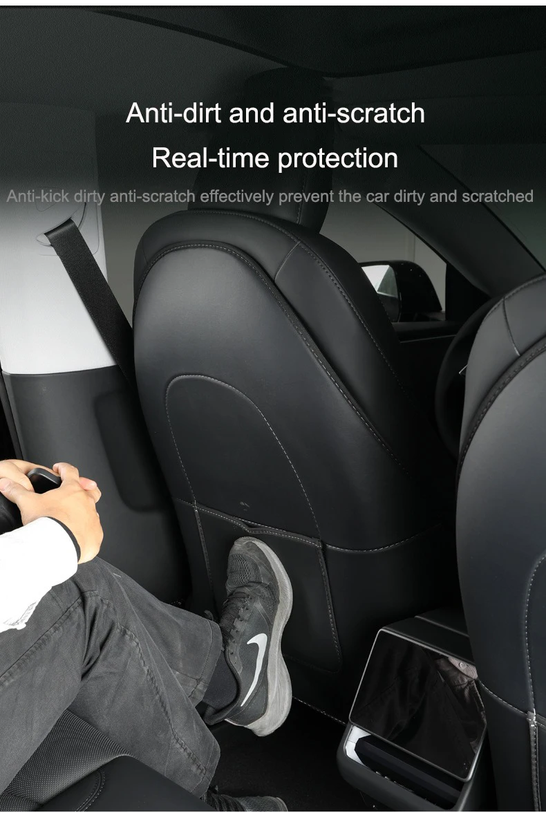 For Tesla Model 3 Highland Seatback Protector Cover Mat Model Y Seat Back Protective Child Anti-Kick Mats Napa Leather Interior