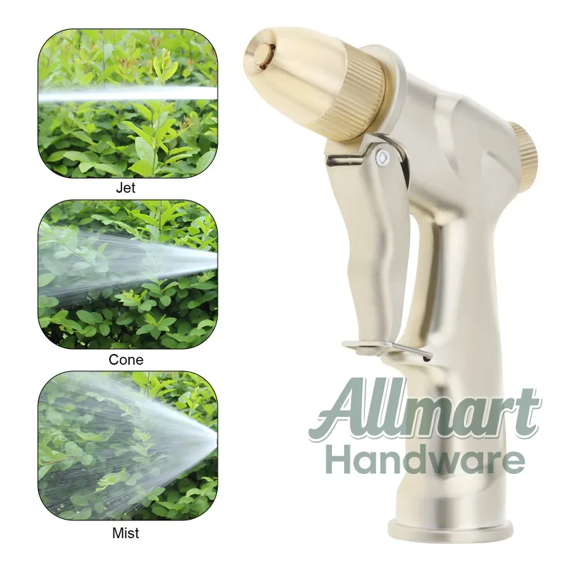 High pressure garden water spray gun, heavy-duty all brass garden water pipe nozzle, used for watering plants, washing cars