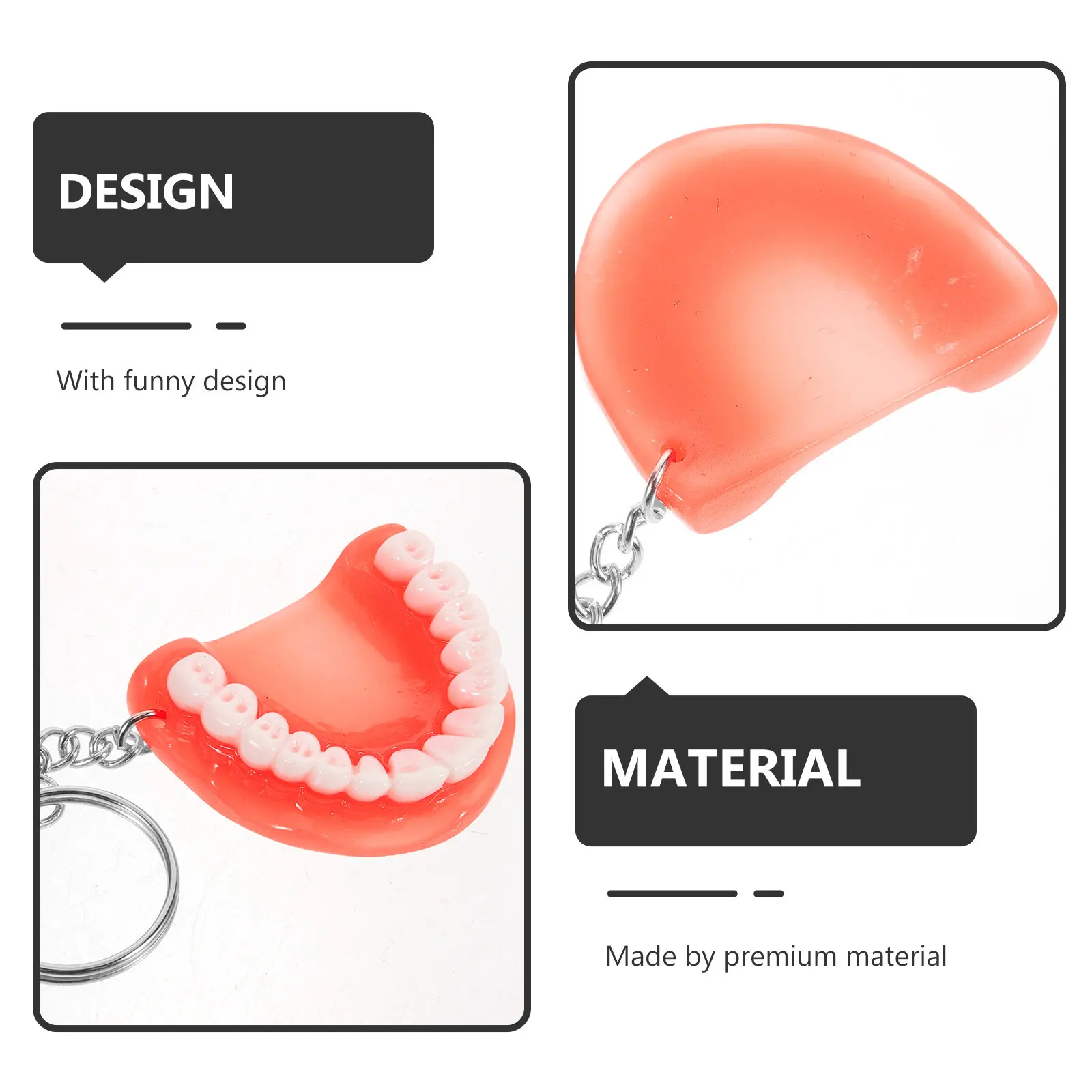 5Pcs False Tooth Key Ring Durable Creative Keychain Pendant Bag Car Decoration Funny Gift Accessory False Tooth Key Ring