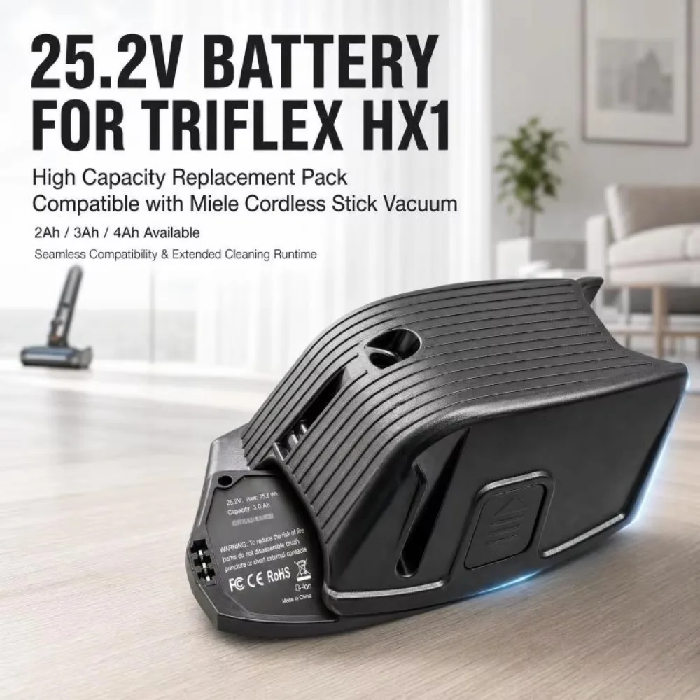 Replacement High Capacity Li-ion Battery Pack 2Ah 3Ah 4Ah Compatible with for Miele Triflex HX1 Cordless Stick Vacuum Cleaner