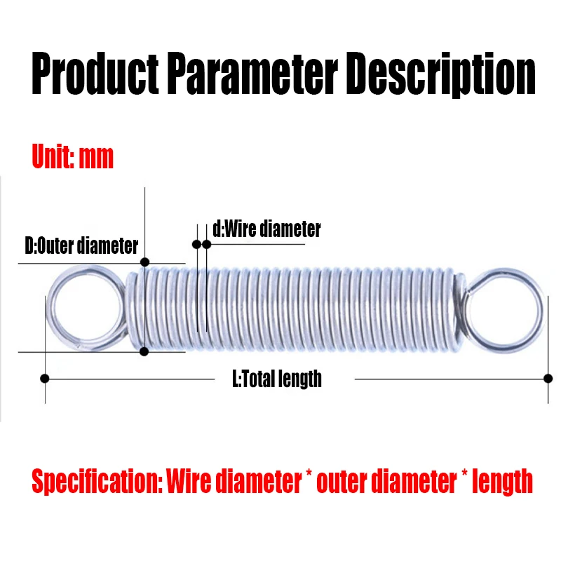 1 Stück 2mm Draht durchmesser 304 Edelstahl O-Ring Haken verlängerung feder Zugfeder Schrauben feder Doppel haken feder l = 40mm-100mm