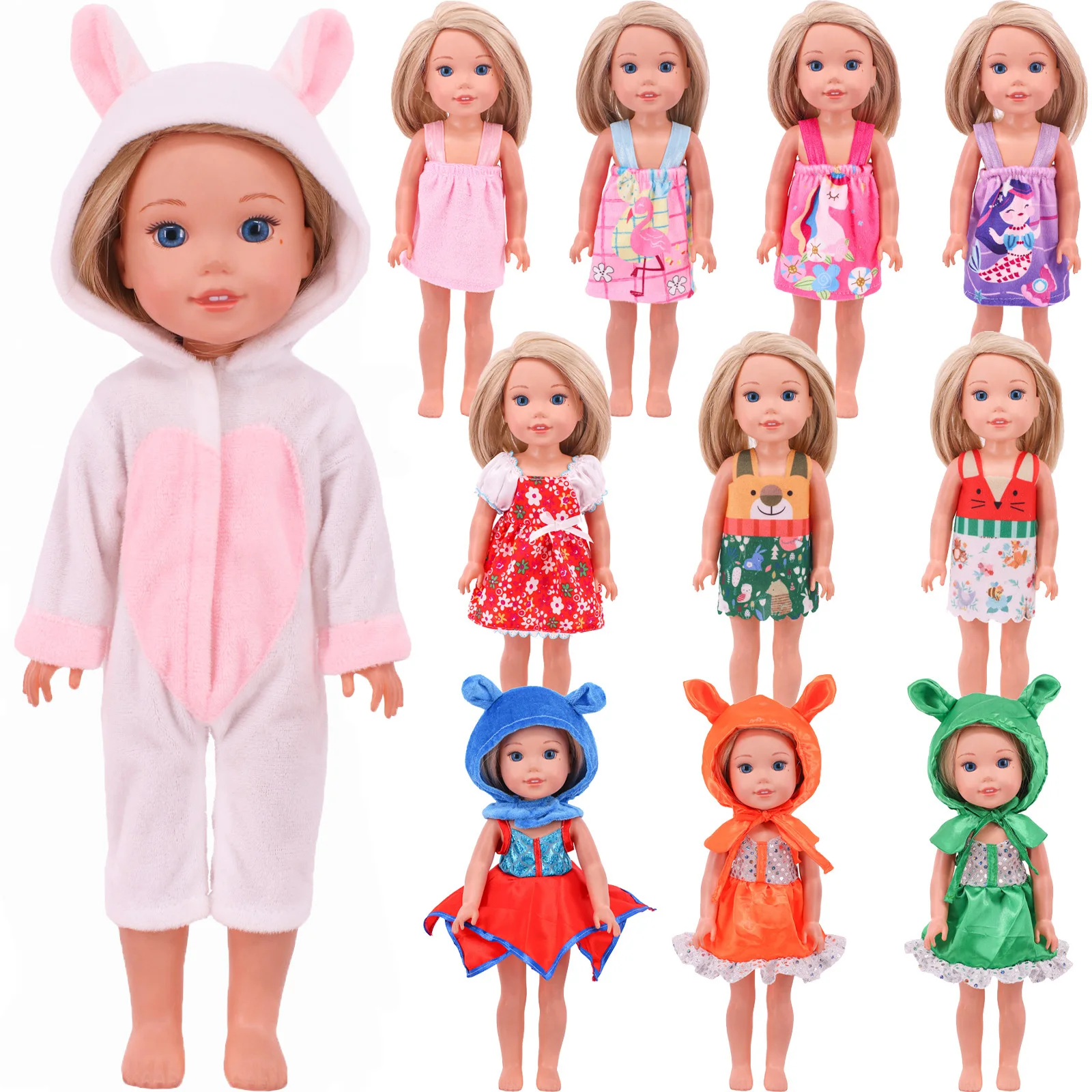قطعة واحدة منامة الأرنب مقنعين ثوب النوم ل 14 بوصة دمية أمريكية 30-33 سنتيمتر باولا رينيو 12 بوصة على قيد الحياة طفلة لعبة الشتاء هدية