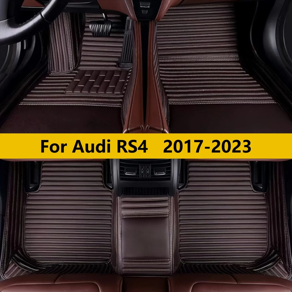 

Коврики для автомобиля, подходящие для Audi RS4 2017-2023 годов выпуска, из кожи, полный комплект, ковровые покрытия для пола, коврики для ног.