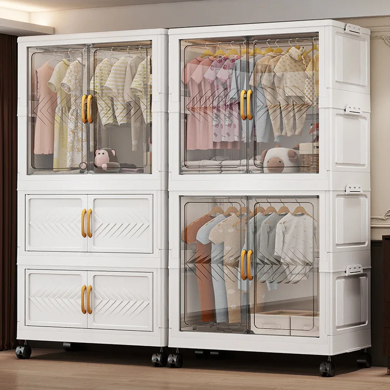 Simple wardrobe household snacks clothes plastic storage locker children baby wardrobe installation-free finishing cabinet