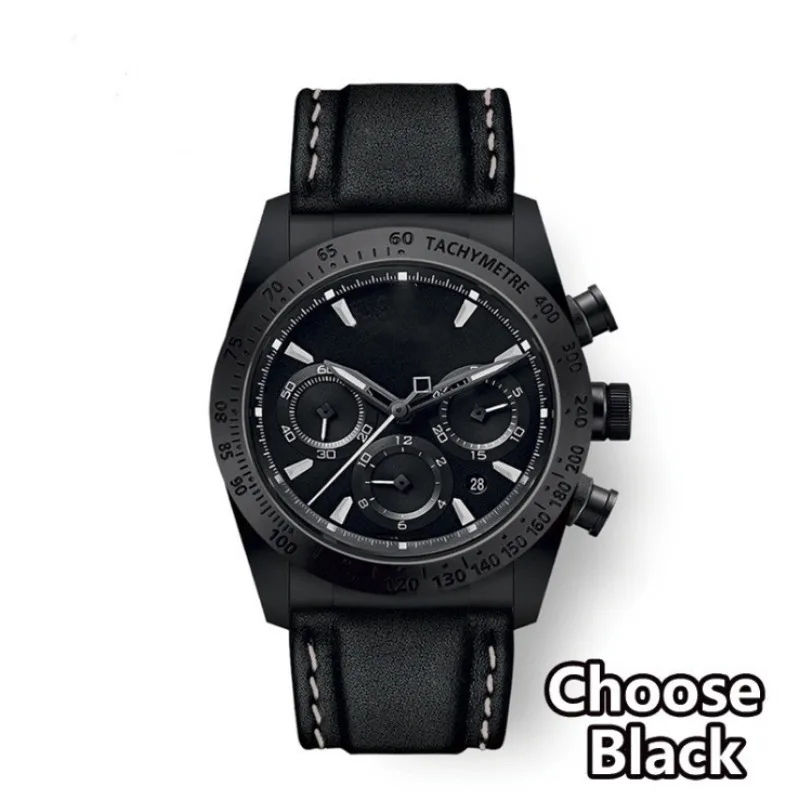 Men's Quartz Watch Black Speed Bezel Day Calendar Belt Six Pointers Fashion Luxury Watch for Men Couples Automatic Watches