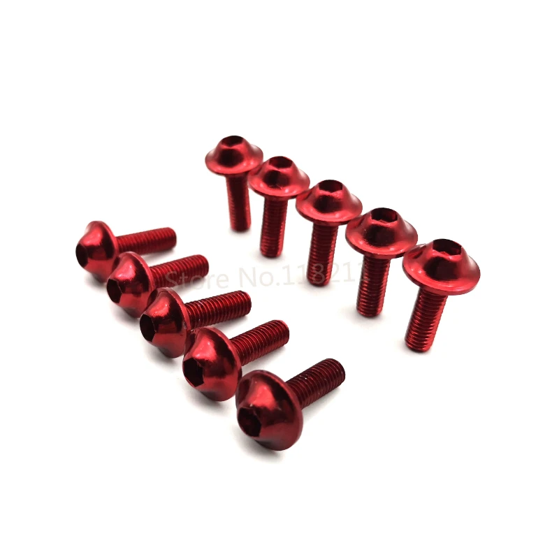 10pcs Motorcycle Bolts Screw M5 x 16 mm Aluminum adornment Bolts Red Anodised 16mm Bolts Red Screws M5 Cap Head