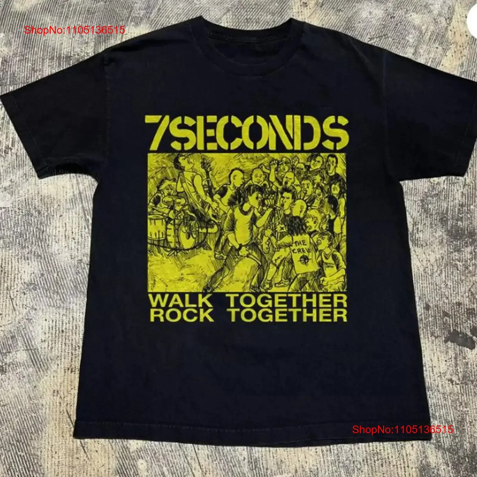 

7-секундная футболка Walk Together Rock, черная, все размеры, винтажная стираная модельерская одежда, слегка графика, удобная