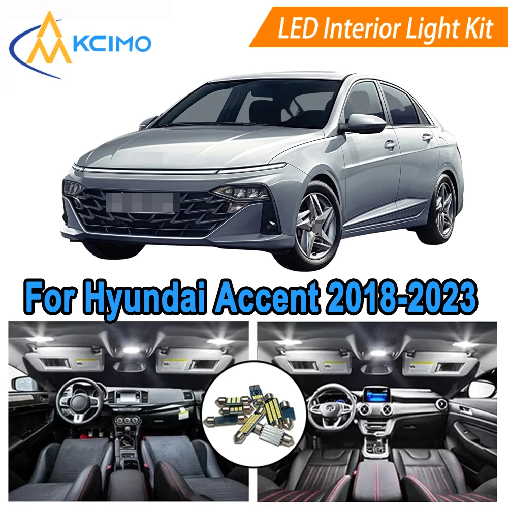 

LED Interior Light Kit For Hyundai Accent HC (2018-2023) Dome/Footwell/Map/Door Courtesy Lamps Bulbs White/Blue Lights Set