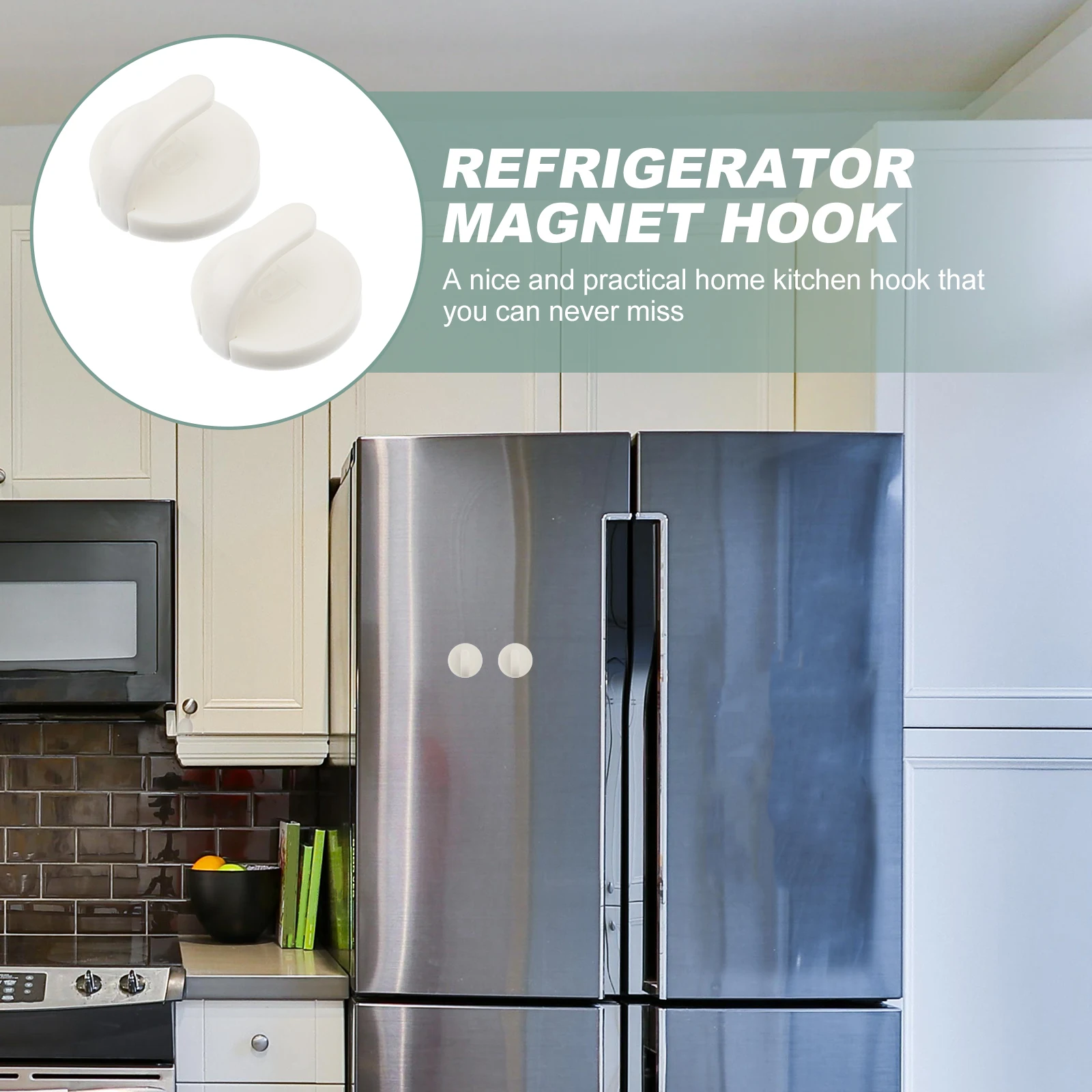 

2pcs Creative Magnet Hook Strong Adhesive Hanger Kitchen Hooks White Space Saving Towel Coat Hook For Home Office Bathroom