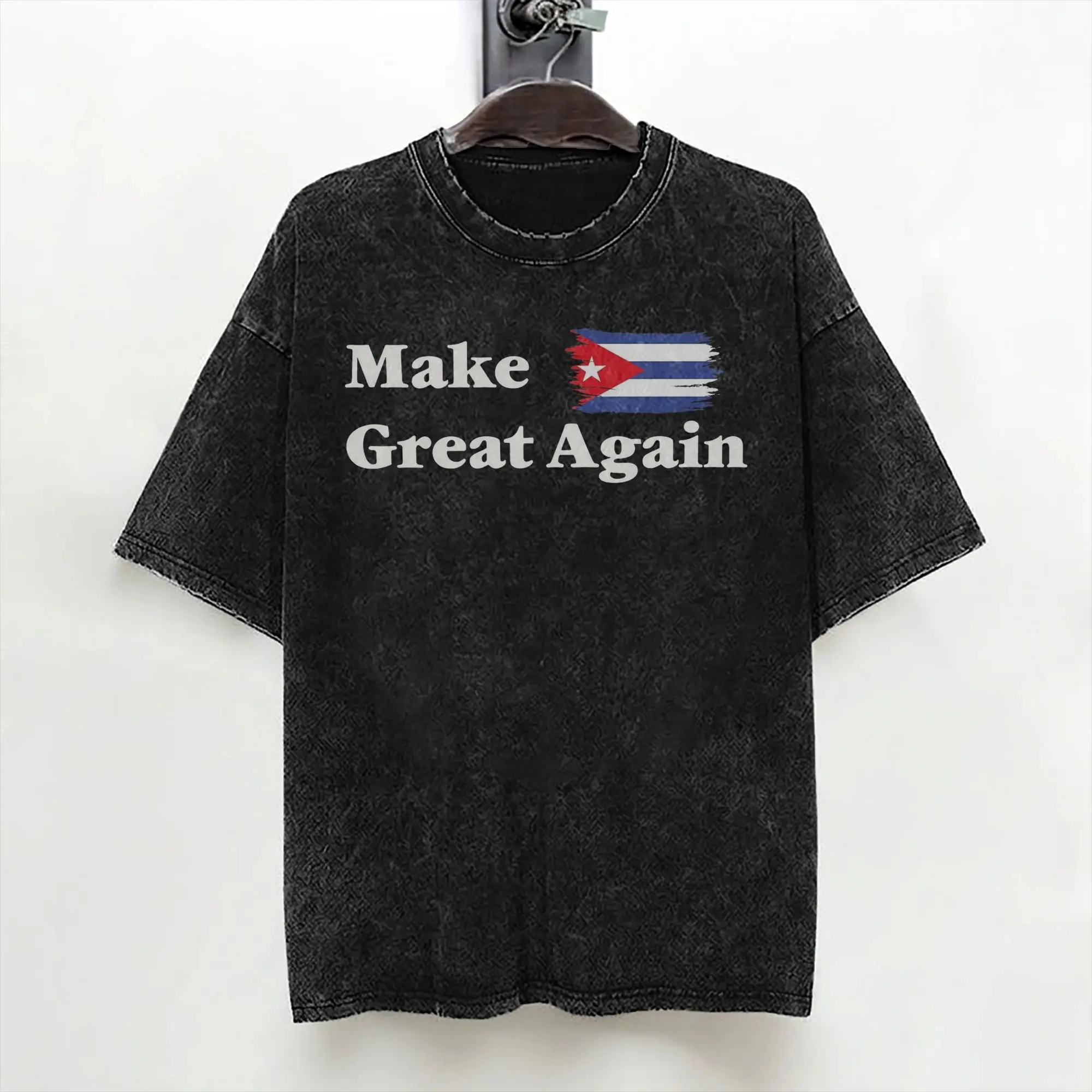Washed T Shirts Make Cuba Great Again Sos Cuba Hip Hop Vintage T-Shirt Harajuku  Streetwear Short Sleeve Graphic Tops Tees Men