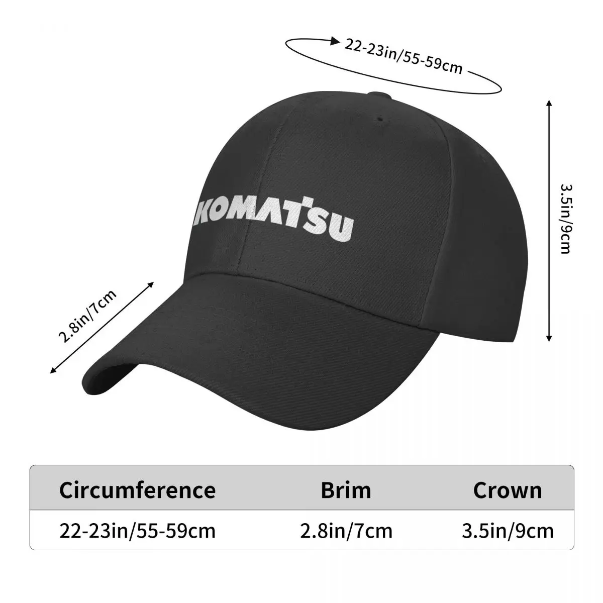 NEW Komatsu Baseball Cap for Men Adjustable Hat Fashion Casual Cap Truck driver Hat