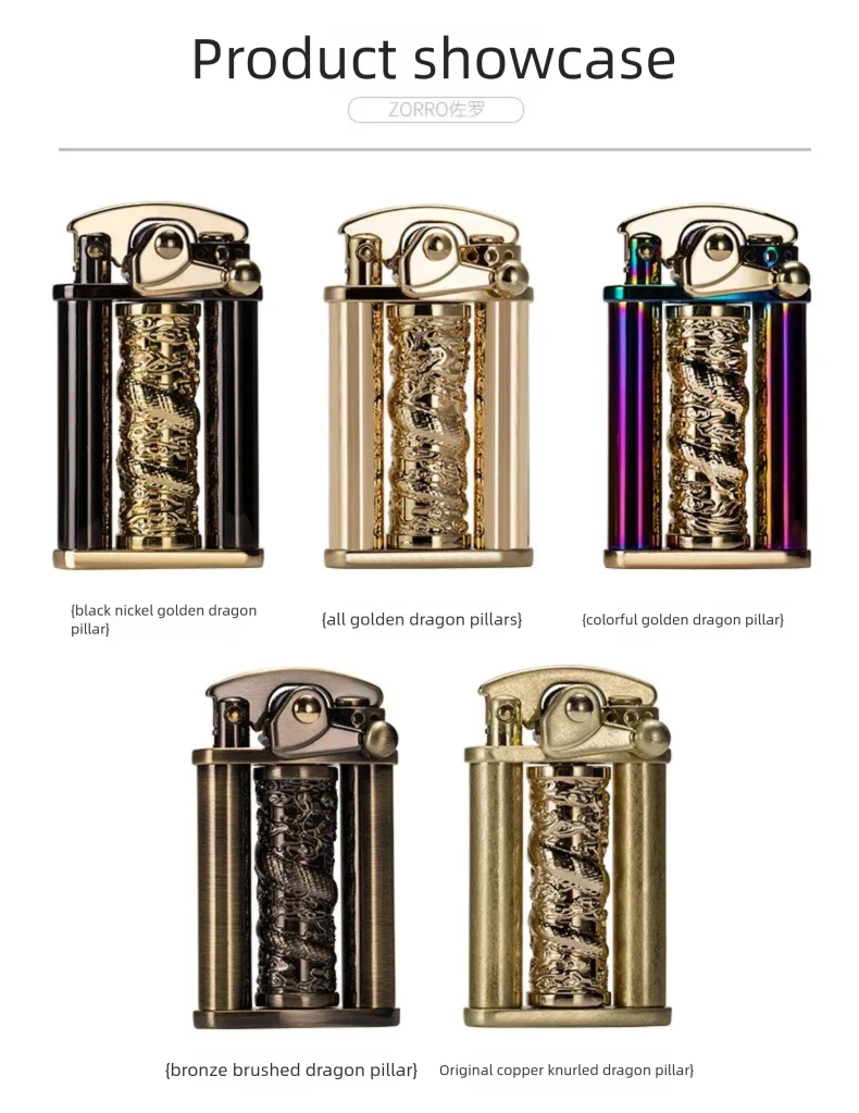 Metal rocker arm lighter ZORRO Z629 Fidget Lighter Creative Engraved Rotating Dragon Column cool gadget