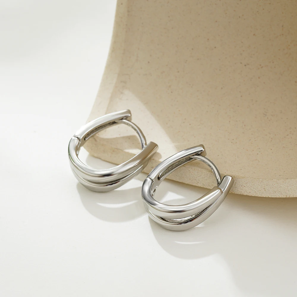 New Trendy Mix Color Bilayer U Shape Ear Buckle Small Huggie Hoop Earrings Waterproof Colorblocked Ear Ring Thanksgiving Gifts