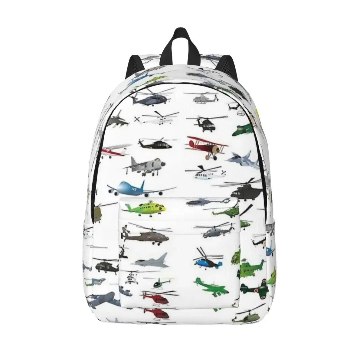 

Colorful Airplanes And Helicopters Backpack Durable High School Fighter Plane Pilot Airplane Daypack Laptop Men Shoulder Bag