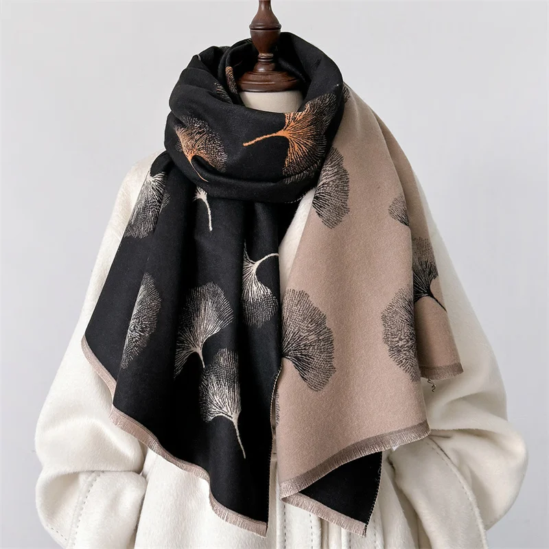 Luxury Winter Scarf Women Cashmere Warm Pashmina Brand Foulard Female Shawls Wraps Thick Soft Bufanda Poncho Scarves Stole 2024