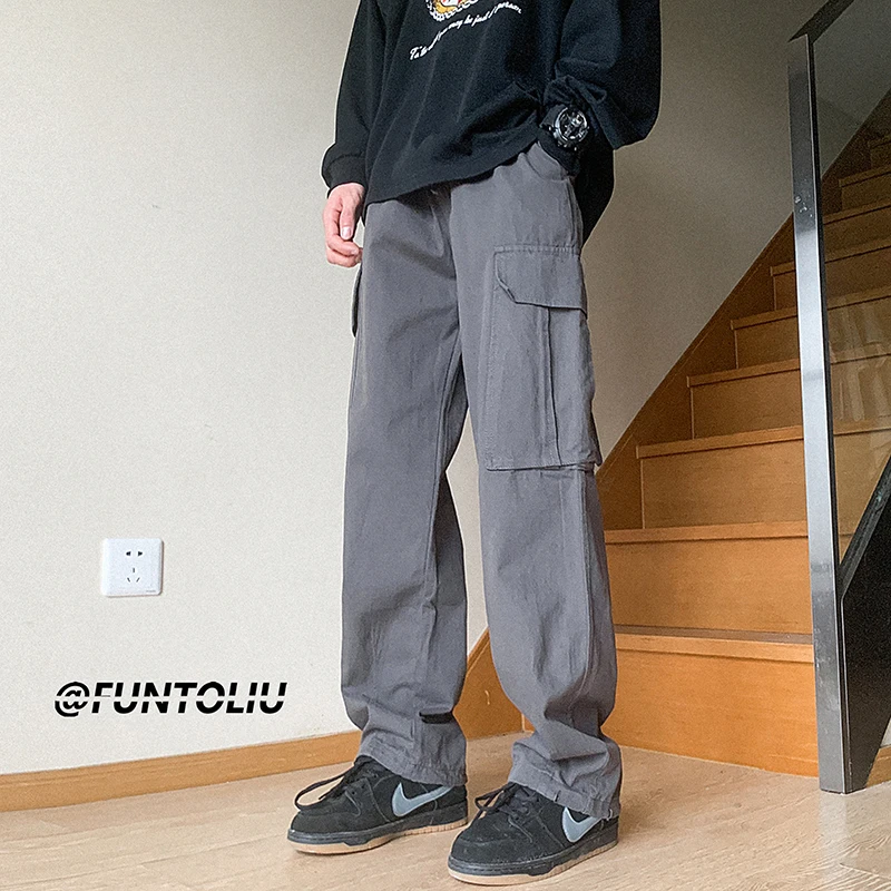 

Мужские повседневные брюки-карго на весну-осень, многокарманные, в американском стиле, функциональные, ветрозащитные, 2024, ранняя весна, свободные, длинные, трендовые