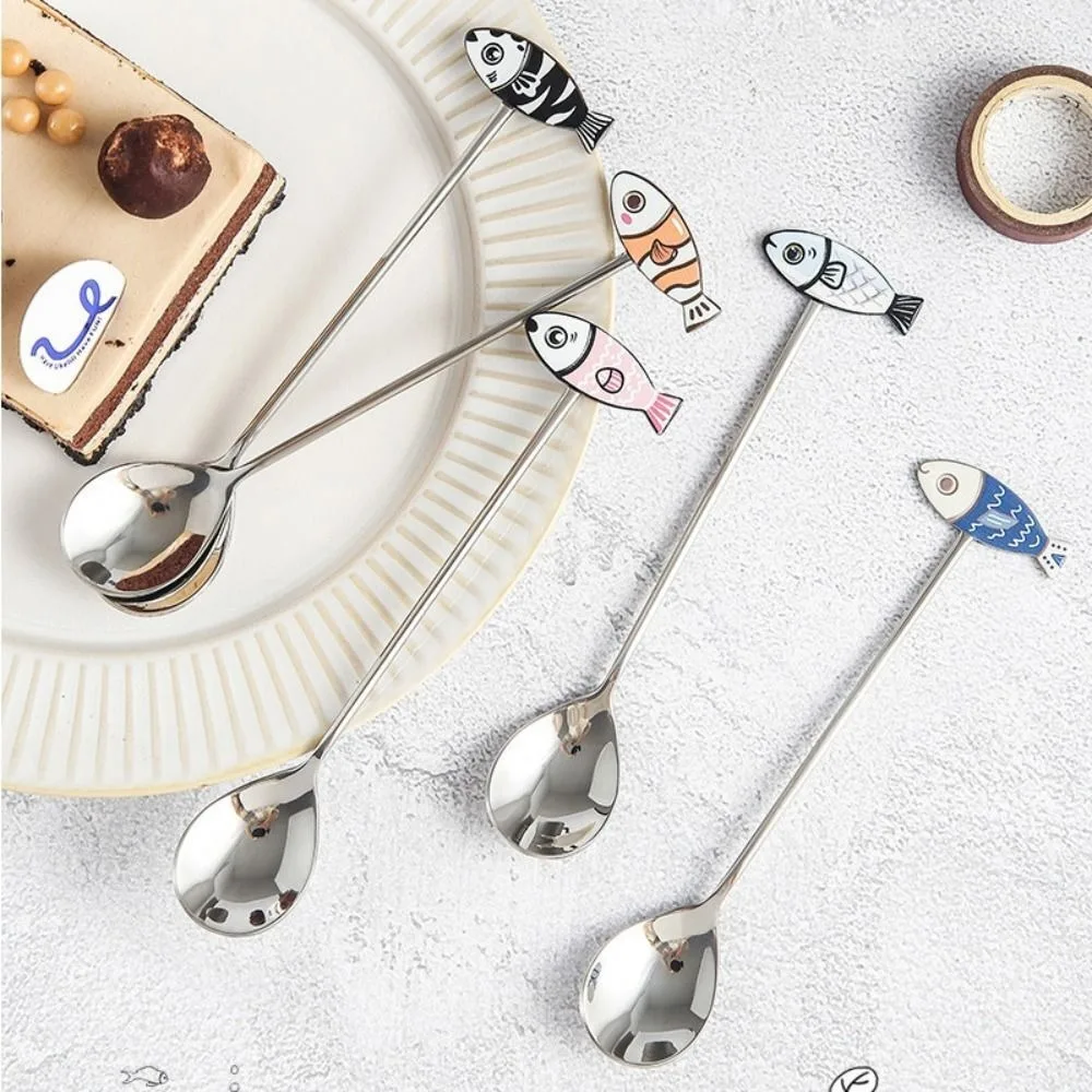 New Japanese Korean Style Cartoon Cat Spoon High-quality Polished Coffee Spoon Honey Stirring Spoon