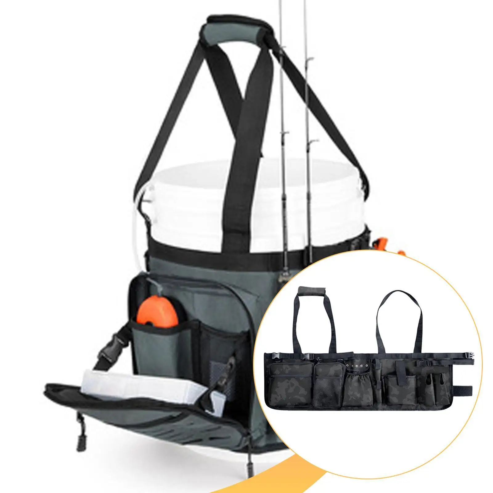 

Органайзер для рыболовных снастей, сумка для рыболовных принадлежностей с держателем для плоскогубцев, регулируемый ремень с пряжкой, универсальный для 5-галлонного ведра