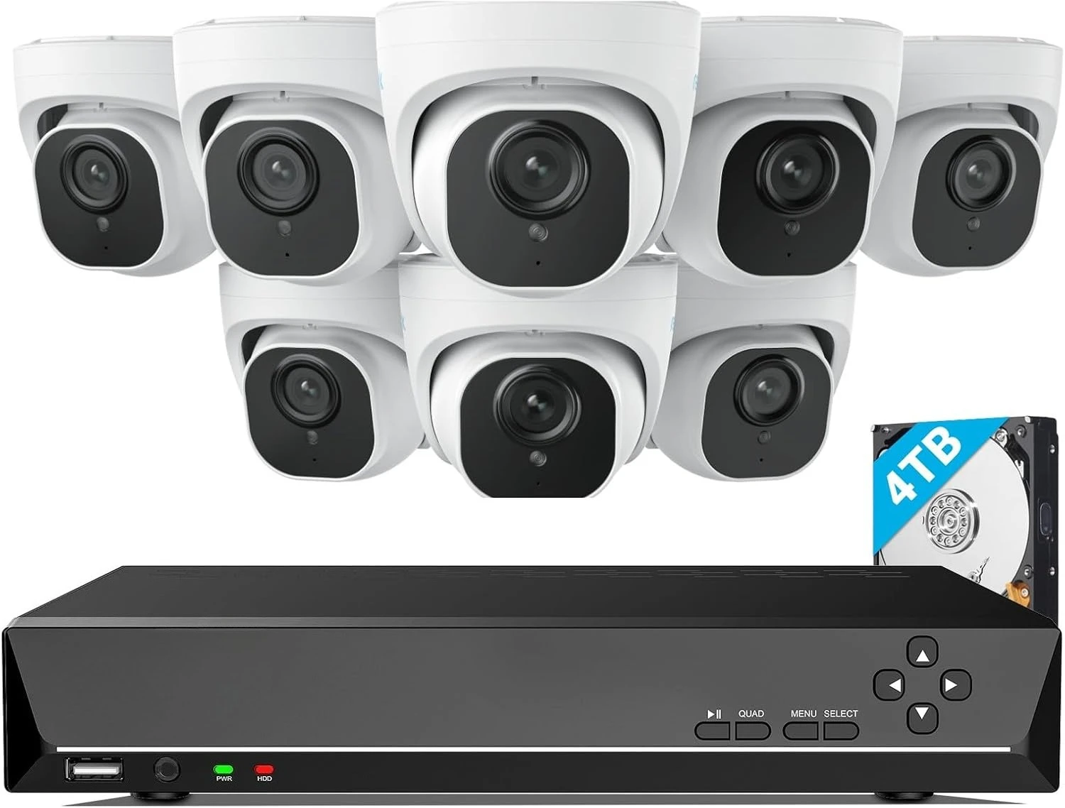

Проводная система камер видеонаблюдения 4K, 8 купольных камер H.265 4K PoE для домашней безопасности на открытом воздухе, обнаружение умных людей