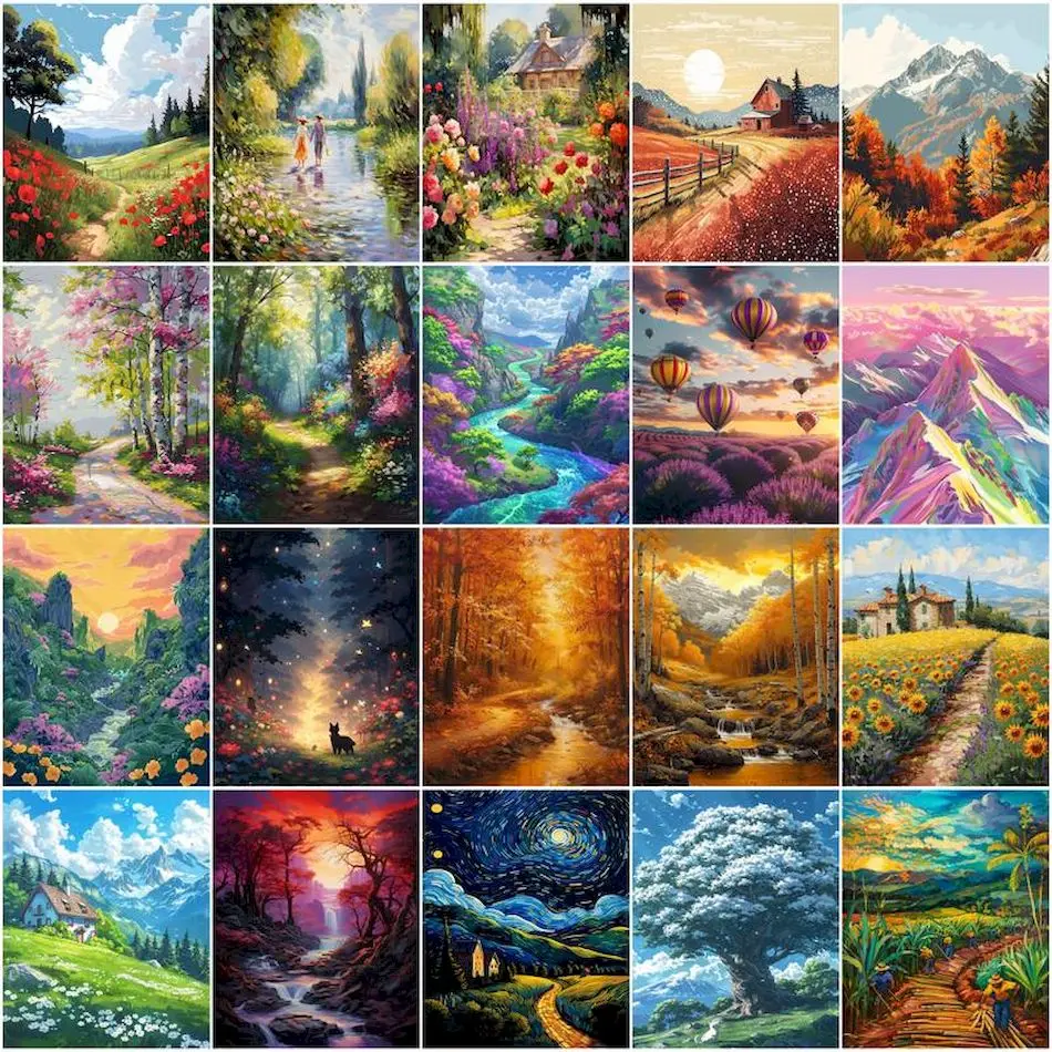 

GATYZTORY Painting By Numbers Drawing On Canvas Forest Landscape Art Supplies Diy Crafts Picture Paint hobby Kit Handpainted Oil