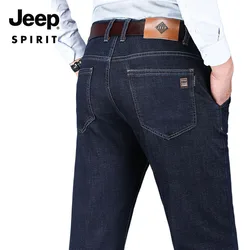 JEEP SPIRIT-pantalones vaqueros informales para hombre, Vaqueros cómodos y cálidos, holgados y gruesos, de gran tamaño, para negocios, Otoño e Invierno