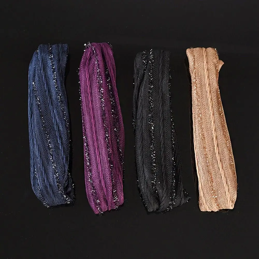 

Shiny Cloth Cover the White Hair Mother Hair Hoop Shiny Stripe Korean Headwear Mesh Hairbands Women Headband Wide Hair Band