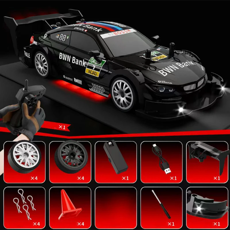

Remote Control Car RC Drift Car Electric RC Car with LED Lights High Speed Racing Sport Toy Car for Adults Boys Girl Gifts Black