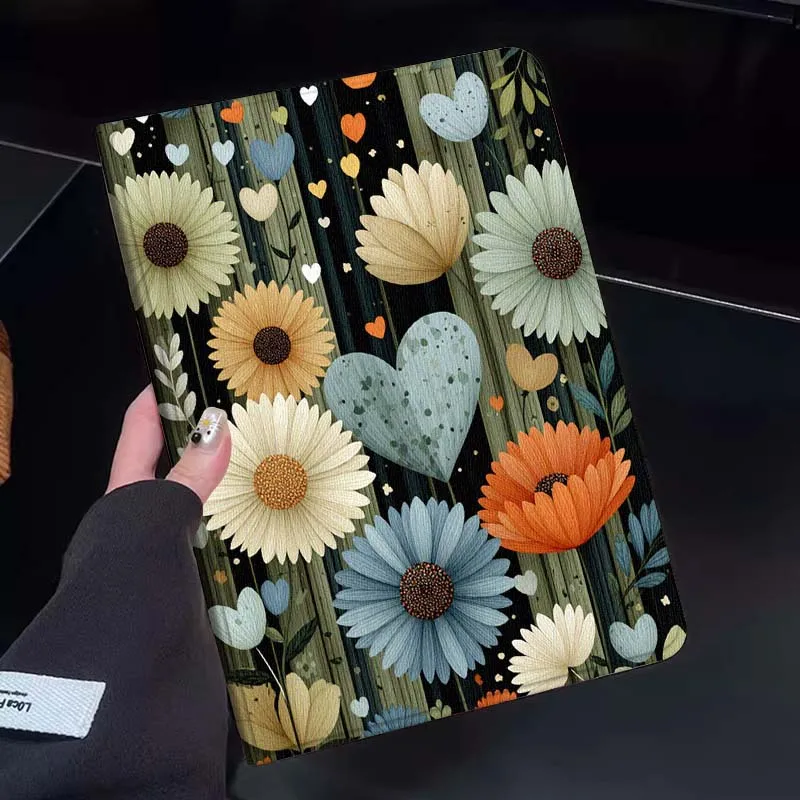 

Чехол для планшета с мультяшным цветочным узором в виде сердца для Huawei Honor MatePad MediaPad Air 5 6 7 11 V6 V7 V8 V9 X9 X8 T10 T10s C5e T5