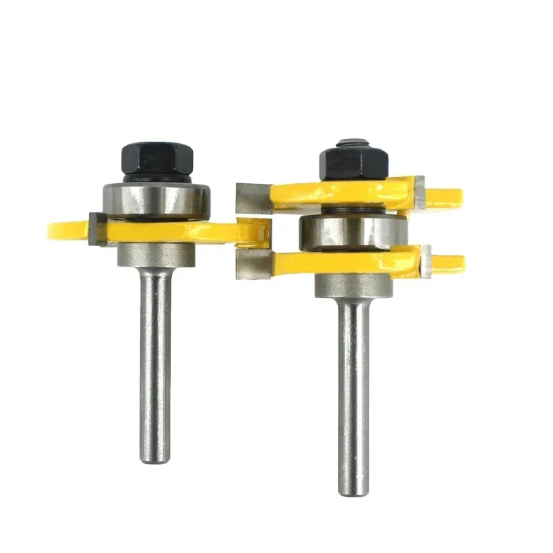 6mm Tongue Groove Router Bit Set 3/4" Stock 3 Teeth T-shape Milling Cutter Flooring Tool for Wood Woodworking