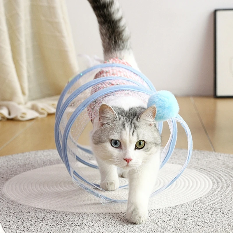 Cat Toy S-shape Tunnel Tube Collapsible Spring Rabbit Toy Spring Style Indoor Toy Collapsible Spring Style