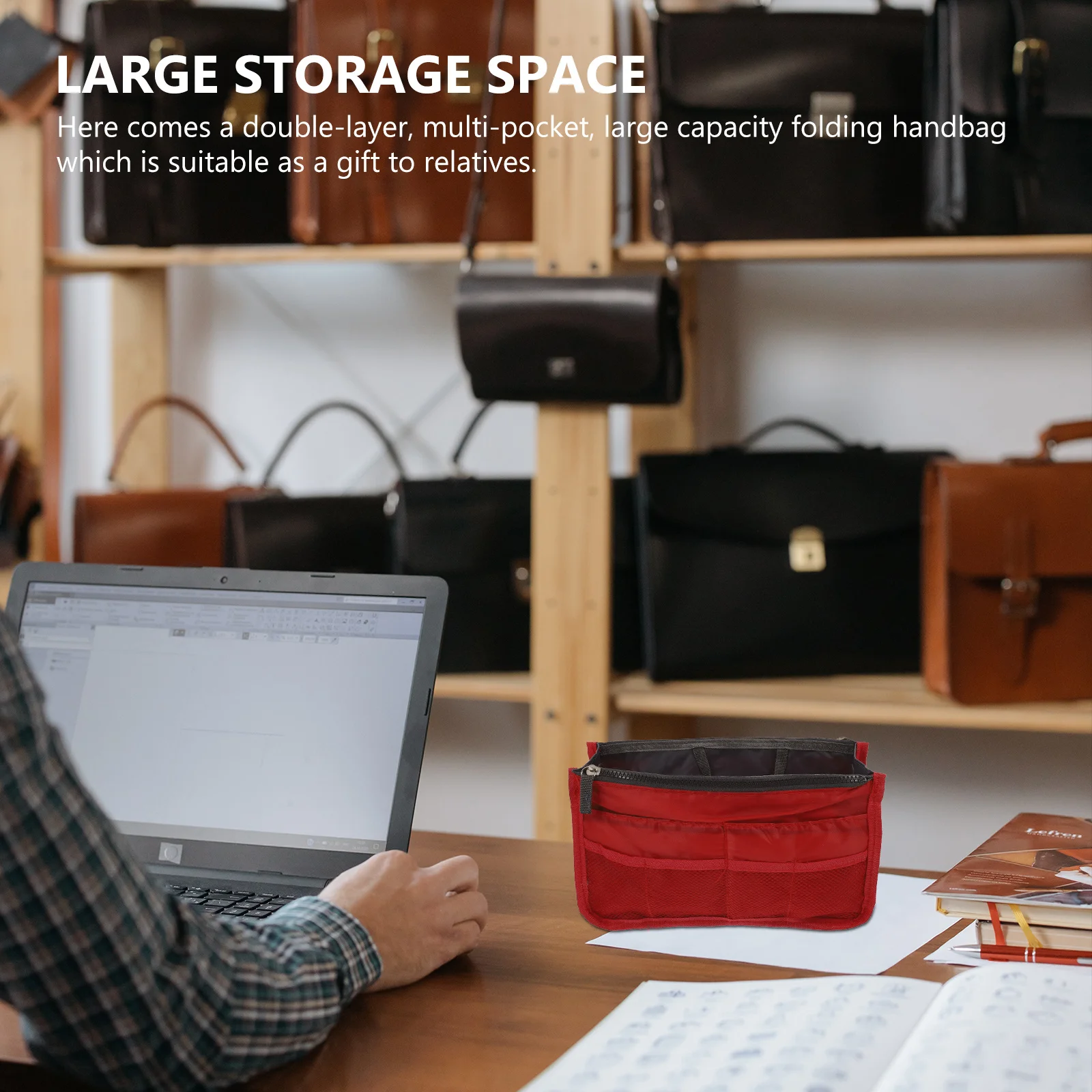 

1Pcs Stylish Bag Liner Multi Compartment Large Capacity Organizing Pouch Creative Clutch Insert for Travel Daily Use Makeup