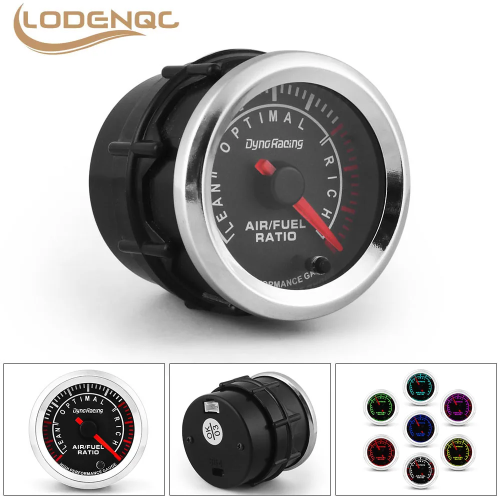 Dynoracing 2'' 52mm Car Air Fuel Ratio Gauge 7 Colors Pointer Narrowband Air Fuel Ratio AFR Meter With Stepper Motor