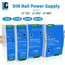 12V 24V 48V DC Power Supply UPS DIN Rail Mounting Laboratory Switching Power Supply Adjustable Stabilize NDR-75W 120W 240W 480W