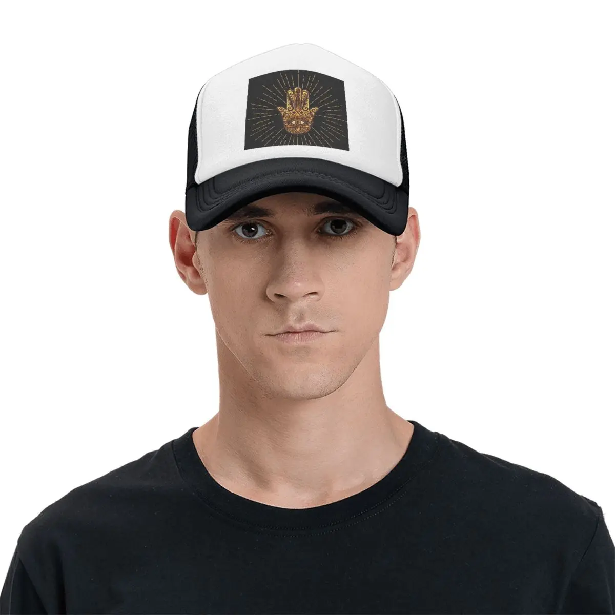 Hamsa Hand Evil Eye Mandala Bohemian Cap Casual Mesh Baseball Caps Adjustable Hat Hip Hop Summer Unisex Baseball Hats