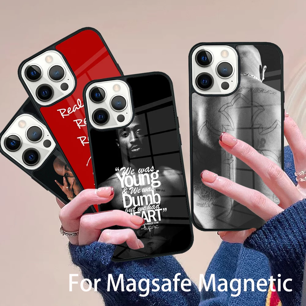 

Hip Hop 2Pac Tupac Shakur Phone Case Magesafe Magnetic Wireless Charge Cover For IPhone 16 11 12 13 14 15 Pro Max Plus Mini