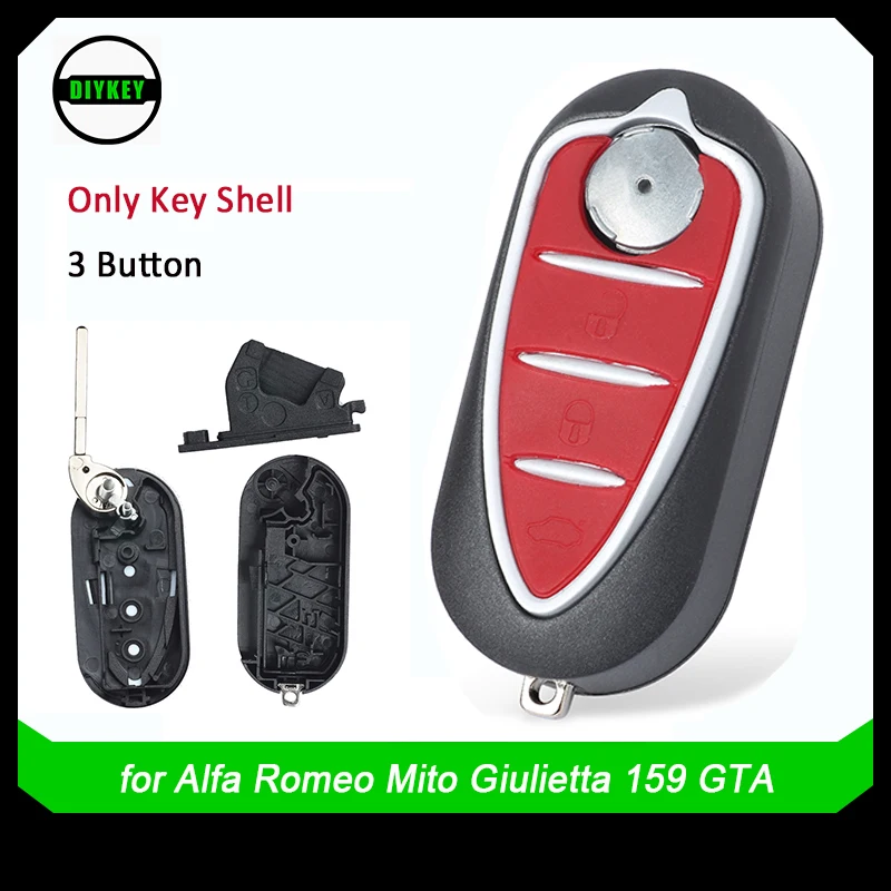 DIYKEY Folding Flip Remote Key Shell For Alfa Romeo Mito 2008-2018 Giulietta 2010-2016 159 GTA 147 156 166 GT Brera TS